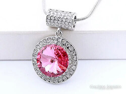 JELZETT, 18 KT.-S FEHÉR ARANNYAL GALVANIZÁLT SWAROVSKI KRISTÁLY MEDÁLOS RÓDIUMOS NYAKLÁNC