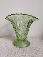 Art Deco zöld üveg váza