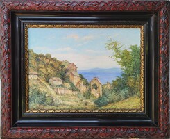 Hungarian Árpád Basch (1873 - 1944) Waterfront Landscape painting Original with Guarantee!