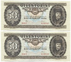 2 x 50 forint 1980 Sorszámkövető pár UNC