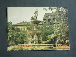 Képeslap,Budapest,Engels tér,Ybl szökőkút látkép,részlet,1961-