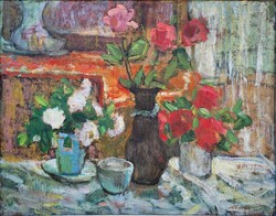 Méder Ilona (1902 - 1988) Nagybányai festő !  Virágcsendélet Eredeti Garanciával !