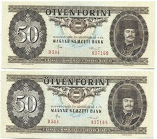 2 x 50 forint 1986 Sorszámkövető pár UNC