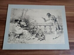 Antik fénynyomat, Künstlerheim Festgeschenk albumból, Hermann Philips: Bon jour, 1900 eleje