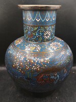 Antik japán Edo kori Cloisonne zománccozott váza, 28x20 cm-es. 3720b