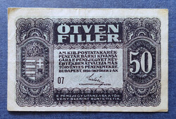 50 Fillér 1920, VF+.