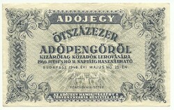500000 ötszázezer adópengő 1946 sorszám nélküli 1.