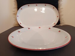 2db retro Alföldi porcelán cseresznyés szendvicses vagy süteményes kínáló nagy tál porcelán tálca