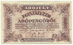 100000 százezer adópengő 1946 sorszám nélküli 1.