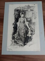 Antik fénynyomat,Künstlerheim Festgeschenk albumból,Fritz August Kaulbach:Neue Toilette:1900 eleje