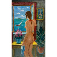 Székely Endre (1917-2014) Balatoni nyár - Gyönyörű színvilágú életkép /számlát adunk hozzá/