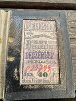 Bérlet budapesti 1920