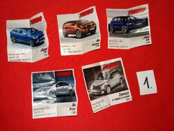 Retro AUTÓS TURBO sport rágógumi gyűjthető autóscimkék 5 darab egyben a képek szerint 1