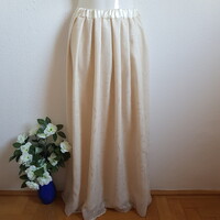 Ekrü színű, hímzett muszlin szoknya, alkalmi maxi szoknya