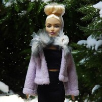 Lila polár kabát - ruha barbie típusú babákhoz (d001lf)