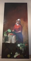 Dr. Bajkai Braun Géza festőművész Zöldségárus című nagyméretű festménye