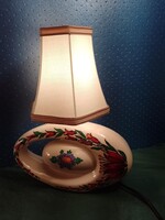 Porcelán asztali lámpa - kézi festéssel díszítve, selyem ernyővel. JYSK - E 14/max 40 W 0.7 kg