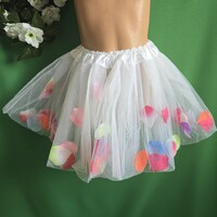 Színes virágszirmokkal díszített gyerek tüll szoknya, balerina szoknya, tütü, jelmez
