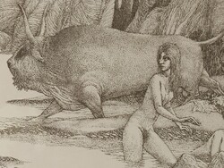 Kovács Tamás rézkarc / Európa elrablása