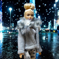 Szürke polár kabát - ruha barbie típusú babákhoz (d001sf)