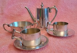 Antique silver-plated coffee set, argentor pot with cups (l5627)
