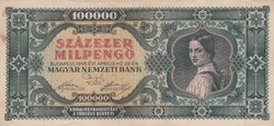 100.000 Milpengő 1946 ( Alacsony sorszám 004604 )