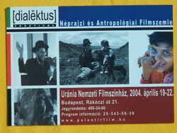 Reklám képeslap / film / Uránia Mozi - Néprajzi filmszemle