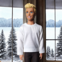 Fiú póló, hosszú ujjú Ken póló, basic fehér- ruha barbie típusú babákhoz (f006fh)