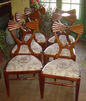 Antik Biedermeier lepkemintás, kárpitozott étkező szék 6 db