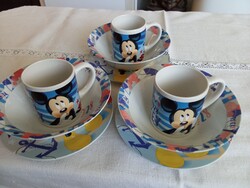 Gyermek porcelán reggeliző készlet, Disney Mickey egér mintával a jó étvágyú reggelikhez!