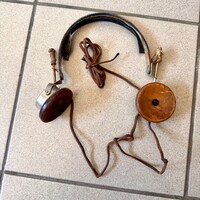 Világháborús fejhallgató, rádiós fejhallgató Radio Hekaphon 2000 ohm, antik fülhallgató, műszaki rég