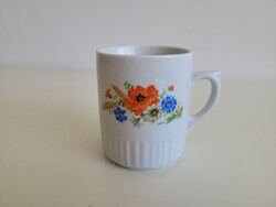 Régi pipacs mezeivirág búzavirág mintás Zsolnay porcelán bögre csésze