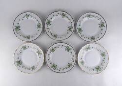 1U483 Erika mintás Hollóházi aranyozott porcelán süteményes tányér készlet 6 darab