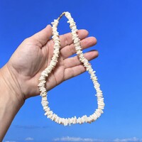 Kagylóból készült férfi vagy uniszex szörfös nyaklánc, férfi ékszer, férfias lánc, vintage 46 cm