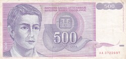 500   Dinár   1992    Jugoszlávia