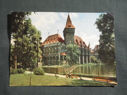 Képeslap,Budapest,Városliget,Vajdahunyad vár,múzeum látkép,részlet,1961-