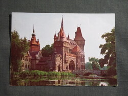 Képeslap,Budapest,Városliget,Vajdahunyad vár,múzeum látkép,részlet,1971-