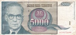 5.000   Dinár   1992    Jugoszlávia