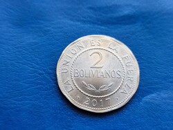 BOLÍVIA 2 BOLIVIANOS 2017 UNC ÚJ SZÖVEG! SZÖGLETES! RITKA!