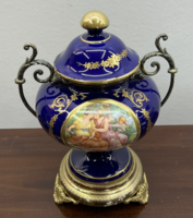 Lumedart kobaltkék porcelán fedeles váza