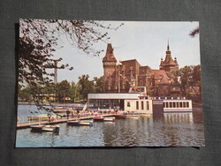 Képeslap,Budapest,BNV nemzetközi vásár,Városliget,Vajdahunyad vár,múzeum látkép,részlet,1964-