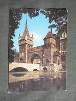 Képeslap,Budapest,Városliget,Vajdahunyad vár,múzeum látkép,részlet,1977-