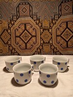 5 DB, ZSOLNAY PORCELÁN KÉK PÖTTYÖS BÖGRE (G14)