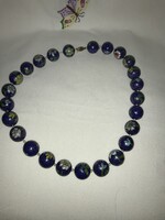 Hatalmas 1,8 cm nagy rekeszzománc (cloisonné) szemes keleti  lánc