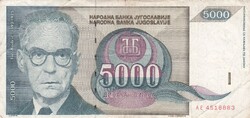 5.000   Dinár   1992    Jugoszlávia