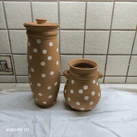Folk Ceramic White Dot Spaghetti Container, Spice Jar for Sale!