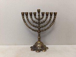 Hanuka gyertyatartó kis méretű réz menora menóra 9 ágú zsidó judaika hanukia Jerusalem 518 2967