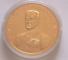 Magyarország Horthy újratemetési aranyozott emlékérme kapszulában 1993 UNC