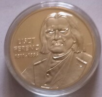 Magyarország nagy magyarok Liszt Ferenc ezüstözött  emlékérme kapszulában 1993 UNC