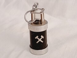 Bányász emlék lámpa 7cm magas retro elemes bányászlámpa